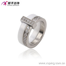 New Fashion Stainless Steel Jewelry Ceramic Round Finger Ring for Women -13740